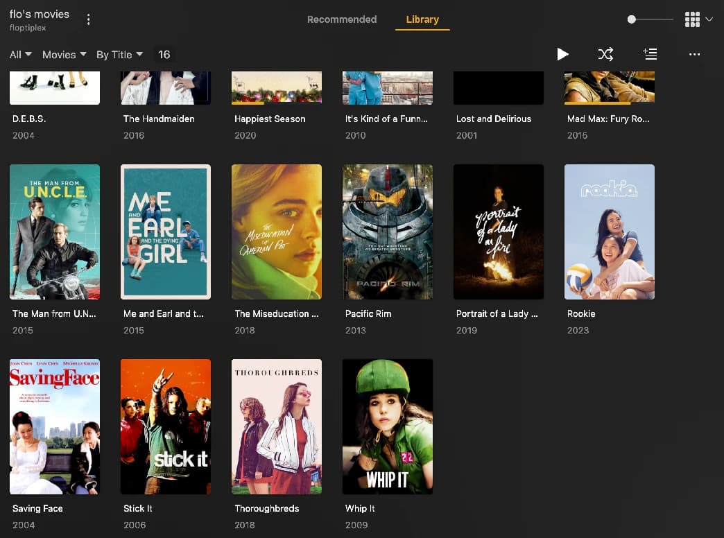 Screenshot of my Plex media library