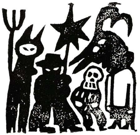 Linocut of a crowd