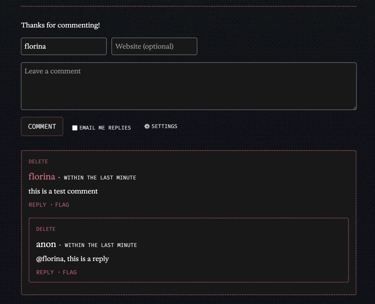 Testing my comment section