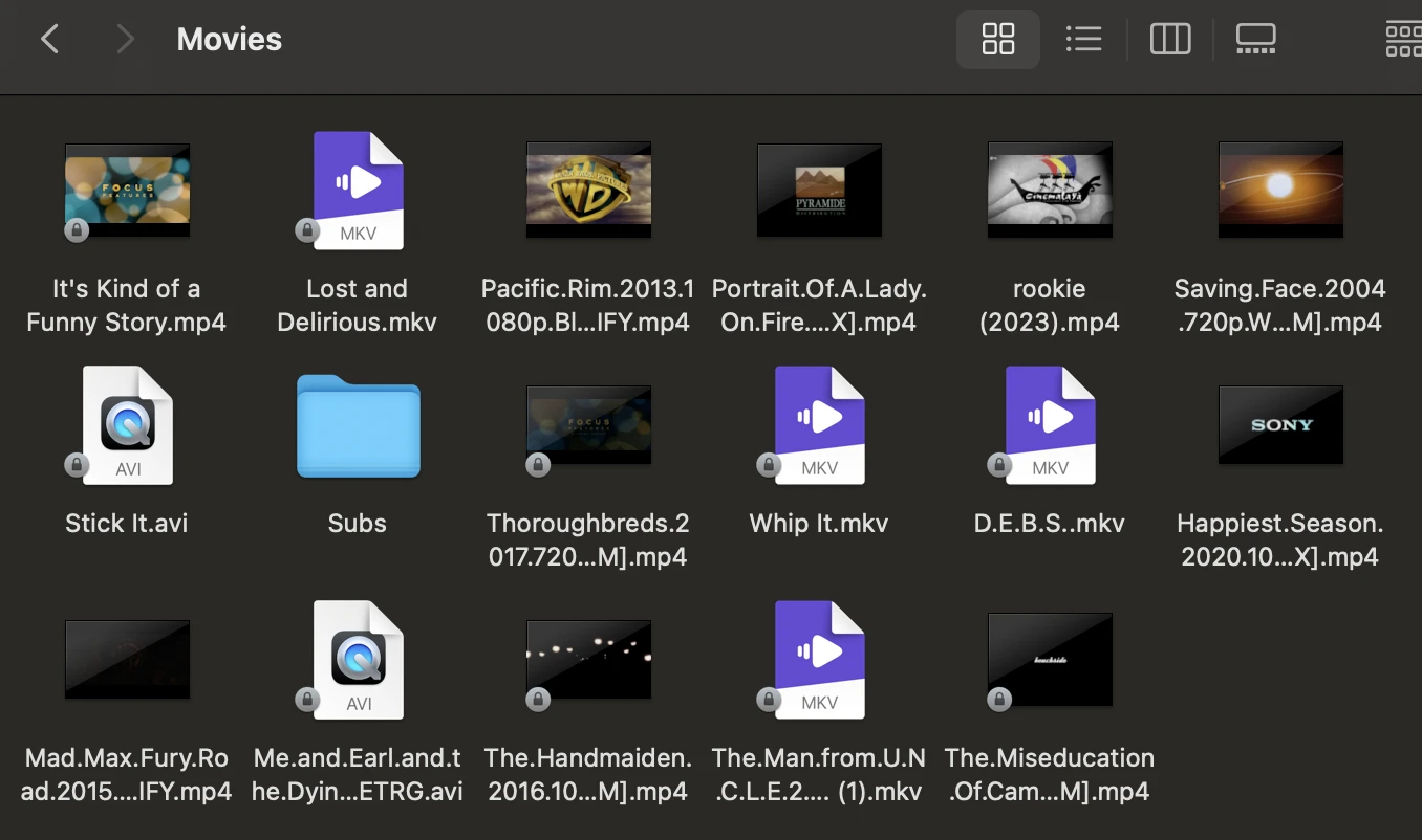 Screenshot of my local media library