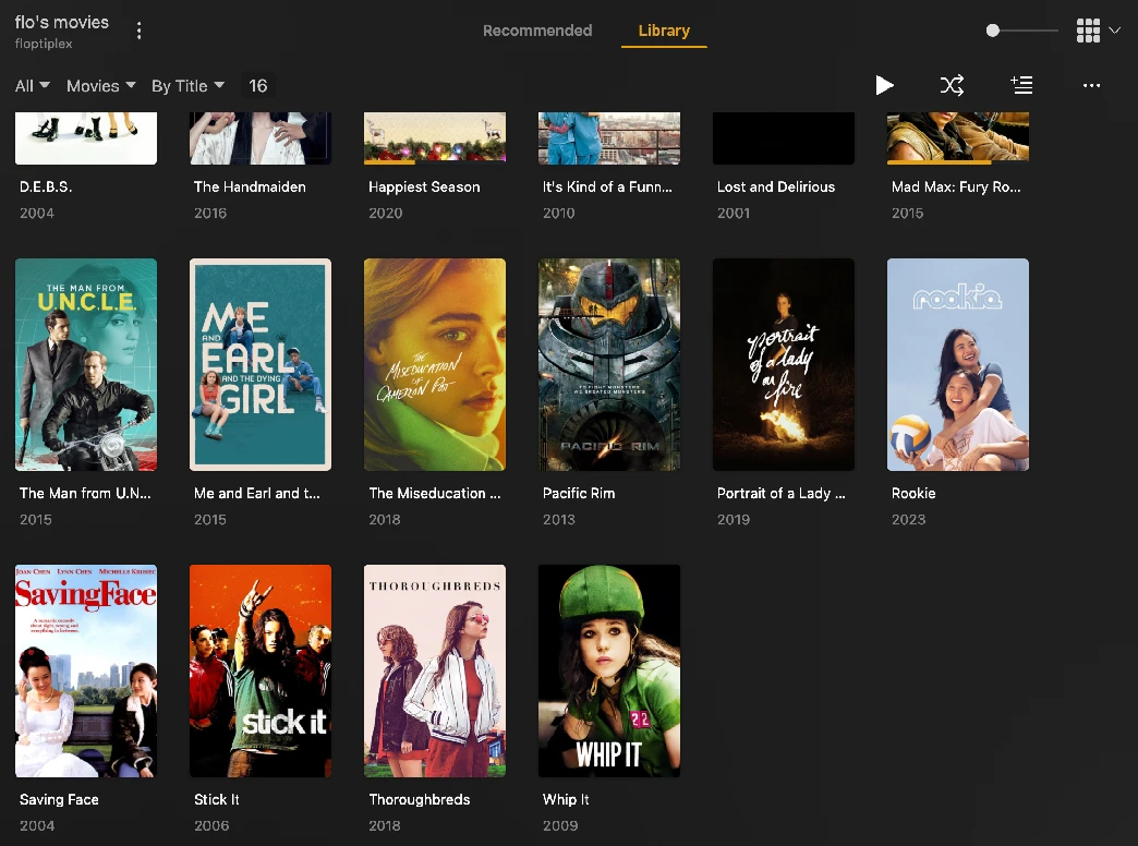 Screenshot of my Plex media library